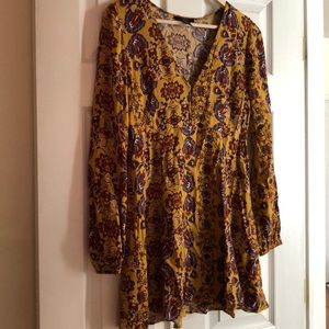 Forever 21 Mustard Yellow Floral Midi dress